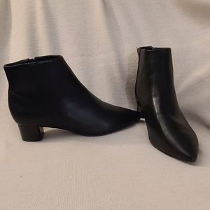 Classic Black Pointed Toe Ankle Boots - Women's